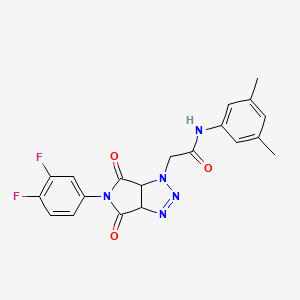 molecular formula C20H17F2N5O3 B2824238 2-[5-(3,4-二氟苯基)-4,6-二氧代-4,5,6,6a-四氢吡咯[3,4-d][1,2,3]三唑-1(3aH)-基]-N-(3,5-二甲基苯基)乙酰胺 CAS No. 1008274-83-6