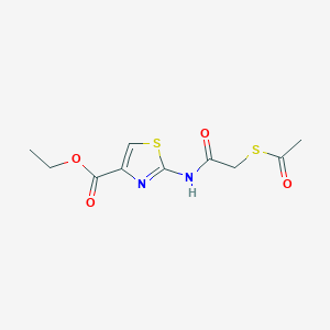 molecular formula C10H12N2O4S2 B2824239 乙酸乙酯 2-(2-(乙酰硫)乙酰氨基)噻唑-4-羧酸酯 CAS No. 955716-11-7