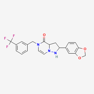 molecular formula C21H14F3N3O3 B2824247 2-(2H-1,3-苯并二氧杂-5-基)-5-{[3-(三氟甲基)苯基]甲基}-4H,5H-吡唑并[1,5-a]吡嗪-4-酮 CAS No. 1326806-76-1