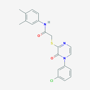 molecular formula C20H18ClN3O2S B2824260 2-{[4-(3-chlorophenyl)-3-oxo-3,4-dihydropyrazin-2-yl]thio}-N-(3,4-dimethylphenyl)acetamide CAS No. 895105-77-8