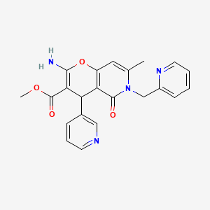 molecular formula C22H20N4O4 B2824268 methyl 2-amino-7-methyl-5-oxo-4-pyridin-3-yl-6-(pyridin-2-ylmethyl)-4H-pyrano[3,2-c]pyridine-3-carboxylate CAS No. 836646-61-8
