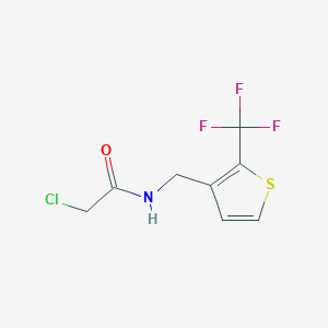 molecular formula C8H7ClF3NOS B2824271 2-Chloro-N-[[2-(trifluoromethyl)thiophen-3-yl]methyl]acetamide CAS No. 2411276-01-0