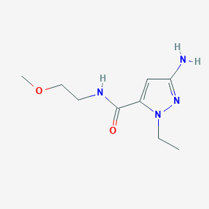 molecular formula C9H16N4O2 B2824280 3-amino-1-ethyl-N-(2-methoxyethyl)-1H-pyrazole-5-carboxamide CAS No. 1856063-02-9