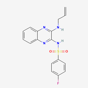 molecular formula C17H15FN4O2S B2824287 4-氟-N-[3-(丙-2-烯基氨基)喹喔啉-2-基]-苯甲磺酰胺 CAS No. 714289-27-7