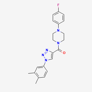 molecular formula C21H22FN5O B2824304 (1-(3,4-dimethylphenyl)-1H-1,2,3-triazol-4-yl)(4-(4-fluorophenyl)piperazin-1-yl)methanone CAS No. 1105215-45-9