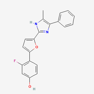 molecular formula C20H15FN2O2 B2824306 3-Fluoro-4-[5-(5-methyl-4-phenyl-1H-imidazol-2-yl)furan-2-yl]phenol CAS No. 1935723-98-0