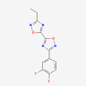 molecular formula C12H8F2N4O2 B2824314 3-(3,4-Difluorophenyl)-3'-ethyl-5,5'-bi-1,2,4-oxadiazole CAS No. 1775530-68-1