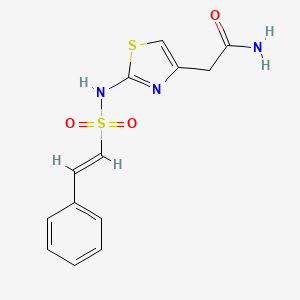 molecular formula C13H13N3O3S2 B2824320 2-[2-[[(E)-2-苯乙烯基]磺酰氨基]-1,3-噻唑-4-基]乙酰胺 CAS No. 1356815-91-2