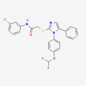 molecular formula C24H18ClF2N3O2S B2824326 N-(3-氯苯基)-2-((1-(4-(二氟甲氧基)苯基)-5-苯基-1H-咪唑-2-基)硫)乙酰胺 CAS No. 1226459-52-4