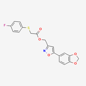 (5-(Benzo[d][1,3]dioxol-5-yl)isoxazol-3-yl)methyl 2-((4-fluorophenyl)thio)acetate