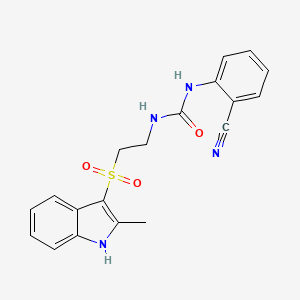 molecular formula C19H18N4O3S B2824331 1-(2-氰基苯基)-3-(2-((2-甲基-1H-吲哚-3-基)磺酰基)乙基)脲 CAS No. 946219-22-3