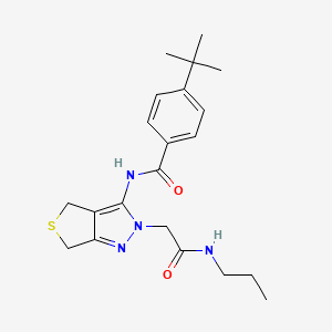 molecular formula C21H28N4O2S B2824333 4-(tert-butyl)-N-(2-(2-oxo-2-(propylamino)ethyl)-4,6-dihydro-2H-thieno[3,4-c]pyrazol-3-yl)benzamide CAS No. 1105203-08-4