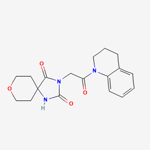 molecular formula C18H21N3O4 B2824334 3-[2-(3,4-dihydroquinolin-1(2H)-yl)-2-oxoethyl]-8-oxa-1,3-diazaspiro[4.5]decane-2,4-dione CAS No. 1775477-16-1