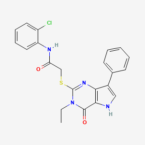 molecular formula C22H19ClN4O2S B2824345 N-(2-chlorophenyl)-2-((3-ethyl-4-oxo-7-phenyl-4,5-dihydro-3H-pyrrolo[3,2-d]pyrimidin-2-yl)thio)acetamide CAS No. 1021256-21-2
