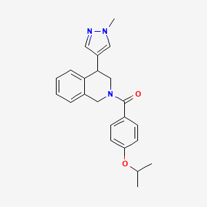 molecular formula C23H25N3O2 B2824347 (4-isopropoxyphenyl)(4-(1-methyl-1H-pyrazol-4-yl)-3,4-dihydroisoquinolin-2(1H)-yl)methanone CAS No. 2177366-08-2