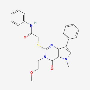 molecular formula C24H24N4O3S B2824348 2-((3-(2-甲氧基乙基)-5-甲基-4-氧代-7-苯基-4,5-二氢-3H-吡咯[3,2-d]嘧啶-2-基)硫)-N-苯基乙酰胺 CAS No. 1112035-17-2