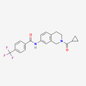molecular formula C21H19F3N2O2 B2824350 N-(2-(环丙酰基)-1,2,3,4-四氢异喹啉-7-基)-4-(三氟甲基)苯甲酰胺 CAS No. 955643-79-5