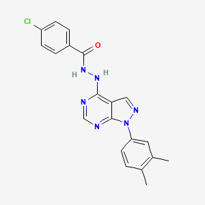 4-chloro-N'-(1-(3,4-dimethylphenyl)-1H-pyrazolo[3,4-d]pyrimidin-4-yl)benzohydrazide