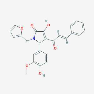 molecular formula C25H21NO6 B282437 1-(furan-2-ylmethyl)-4-hydroxy-2-(4-hydroxy-3-methoxyphenyl)-3-[(E)-3-phenylprop-2-enoyl]-2H-pyrrol-5-one 
