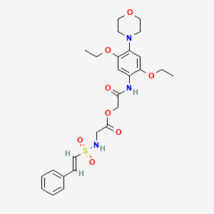 molecular formula C26H33N3O8S B2824393 [2-(2,5-二乙氧基-4-吗啉-4-基苯氨基)-2-酮乙基] 2-[(E)-2-苯乙烯基]磺酰氨基乙酸酯 CAS No. 733793-60-7