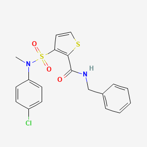 molecular formula C19H17ClN2O3S2 B2824398 N-benzyl-3-[(4-chlorophenyl)(methyl)sulfamoyl]thiophene-2-carboxamide CAS No. 1251609-68-3