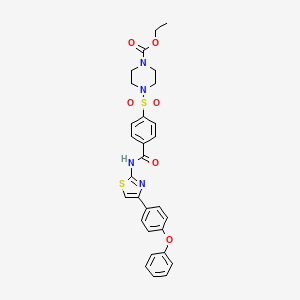 molecular formula C29H28N4O6S2 B2824400 乙酸 4-((4-((4-(4-苯氧基苯基)噻唑-2-基)氨基甲酰)苯基)磺酰基)哌嗪-1-甲酸酯 CAS No. 361174-45-0