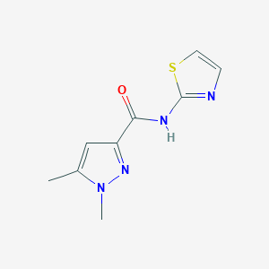 molecular formula C9H10N4OS B2824402 1,5-dimethyl-N-(thiazol-2-yl)-1H-pyrazole-3-carboxamide CAS No. 1013782-63-2