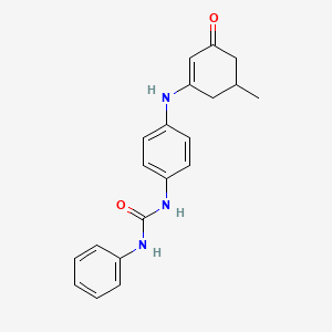 molecular formula C20H21N3O2 B2824404 N-{4-[(5-methyl-3-oxo-1-cyclohexenyl)amino]phenyl}-N'-phenylurea CAS No. 1024179-19-8