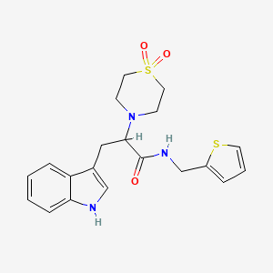 molecular formula C20H23N3O3S2 B2824407 2-(1,1-dioxo-1lambda~6~,4-thiazinan-4-yl)-3-(1H-indol-3-yl)-N-(2-thienylmethyl)propanamide CAS No. 478040-66-3