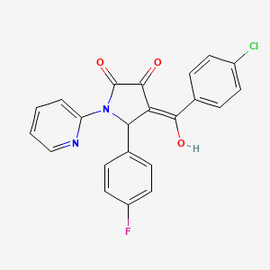 (E)-(4-chlorophenyl)[2-(4-fluorophenyl)-4,5-dioxo-1-(pyridinium-2-yl)pyrrolidin-3-ylidene]methanolate