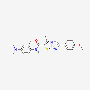 molecular formula C25H28N4O2S B2824411 N-(4-(二乙基氨基)-2-甲基苯基)-6-(4-甲氧基苯基)-3-甲基咪唑并[2,1-b]噻唑-2-甲酰胺 CAS No. 921161-53-7