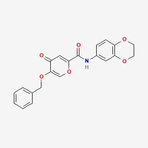 molecular formula C21H17NO6 B2824419 5-(苄氧基)-N-(2,3-二氢-1,4-苯并二氧杂环己-6-基)-4-氧代-4H-吡喃-2-甲酰胺 CAS No. 1021023-99-3