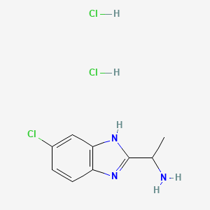 molecular formula C9H12Cl3N3 B2824423 1-(5-氯-1H-1,3-苯并二氮唑-2-基)乙胺二盐酸盐 CAS No. 1955499-74-7