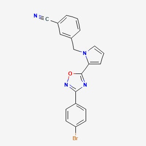 molecular formula C20H13BrN4O B2824427 3-((2-(3-(4-溴苯基)-1,2,4-噁二唑-5-基)-1H-吡咯-1-基)甲基)苯甲腈 CAS No. 1428366-74-8