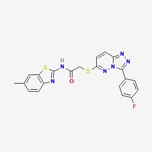 molecular formula C21H15FN6OS2 B2824432 2-((3-(4-fluorophenyl)-[1,2,4]triazolo[4,3-b]pyridazin-6-yl)thio)-N-(6-methylbenzo[d]thiazol-2-yl)acetamide CAS No. 852374-17-5