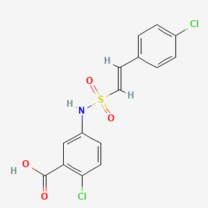molecular formula C15H11Cl2NO4S B2824434 2-chloro-5-[[(E)-2-(4-chlorophenyl)ethenyl]sulfonylamino]benzoic acid CAS No. 1281688-95-6
