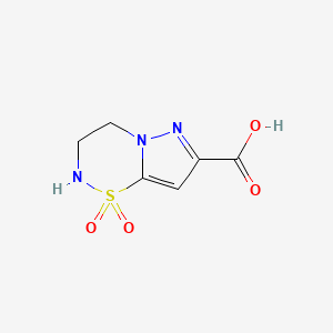 molecular formula C6H7N3O4S B2824441 1,1-dioxo-2H,3H,4H-1lambda6-pyrazolo[1,5-e][1,2,5]thiadiazine-7-carboxylic acid CAS No. 2169216-81-1