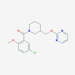 molecular formula C18H20ClN3O3 B2824447 (5-Chloro-2-methoxyphenyl)-[3-(pyrimidin-2-yloxymethyl)piperidin-1-yl]methanone CAS No. 2379975-21-8