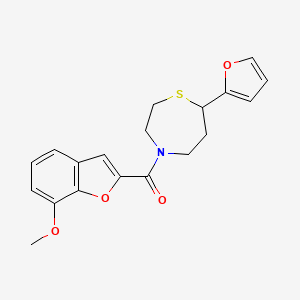 molecular formula C19H19NO4S B2824459 (7-(Furan-2-yl)-1,4-thiazepan-4-yl)(7-methoxybenzofuran-2-yl)methanone CAS No. 1795430-87-3