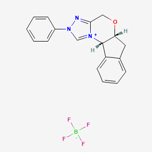 molecular formula C18H16BF4N3O B2824468 (5aR,10bS)-2-Phenyl-4,5a,6,10b-tetrahydro-2H-indeno[2,1-b][1,2,4]triazolo[4,3-d][1,4]oxazin-11-ium tetrafluoroborate CAS No. 925706-36-1