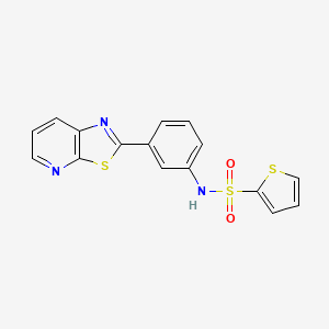 molecular formula C16H11N3O2S3 B2824472 N-(3-(thiazolo[5,4-b]pyridin-2-yl)phenyl)thiophene-2-sulfonamide CAS No. 863594-92-7