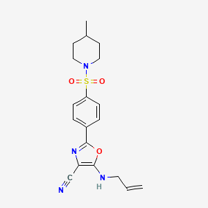 molecular formula C19H22N4O3S B2824485 5-(Allylamino)-2-(4-((4-methylpiperidin-1-yl)sulfonyl)phenyl)oxazole-4-carbonitrile CAS No. 941248-19-7