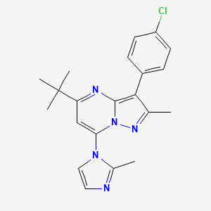 molecular formula C21H22ClN5 B2824486 5-叔丁基-3-(4-氯苯基)-2-甲基-7-(2-甲基-1H-咪唑-1-基)吡唑并[1,5-a]嘧啶 CAS No. 850762-30-0