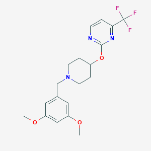molecular formula C19H22F3N3O3 B2824495 2-[1-[(3,5-Dimethoxyphenyl)methyl]piperidin-4-yl]oxy-4-(trifluoromethyl)pyrimidine CAS No. 2380179-03-1