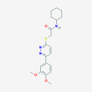 molecular formula C20H25N3O3S B2824497 N-Cyclohexyl-2-[6-(3,4-dimethoxy-phenyl)-pyridazin-3-ylsulfanyl]-acetamide CAS No. 626223-09-4