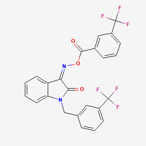 molecular formula C24H14F6N2O3 B2824499 3-({[3-(trifluoromethyl)benzoyl]oxy}imino)-1-[3-(trifluoromethyl)benzyl]-1,3-dihydro-2H-indol-2-one CAS No. 303996-92-1