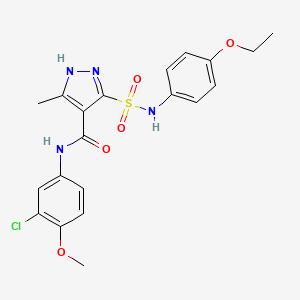 molecular formula C20H21ClN4O5S B2824505 N-(3-氯-4-甲氧基苯基)-5-[(4-乙氧基苯基)磺酰氨基]-3-甲基-1H-吡唑-4-甲酰胺 CAS No. 1297612-25-9