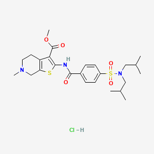 molecular formula C25H36ClN3O5S2 B2824509 methyl 2-(4-(N,N-diisobutylsulfamoyl)benzamido)-6-methyl-4,5,6,7-tetrahydrothieno[2,3-c]pyridine-3-carboxylate hydrochloride CAS No. 1215728-67-8
