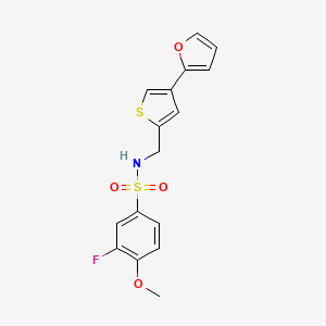 molecular formula C16H14FNO4S2 B2824518 3-fluoro-N-{[4-(furan-2-yl)thiophen-2-yl]methyl}-4-methoxybenzene-1-sulfonamide CAS No. 2380041-48-3