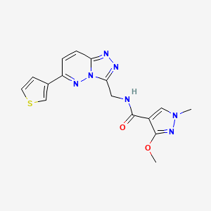 molecular formula C16H15N7O2S B2824522 3-methoxy-1-methyl-N-((6-(thiophen-3-yl)-[1,2,4]triazolo[4,3-b]pyridazin-3-yl)methyl)-1H-pyrazole-4-carboxamide CAS No. 1904411-41-1
